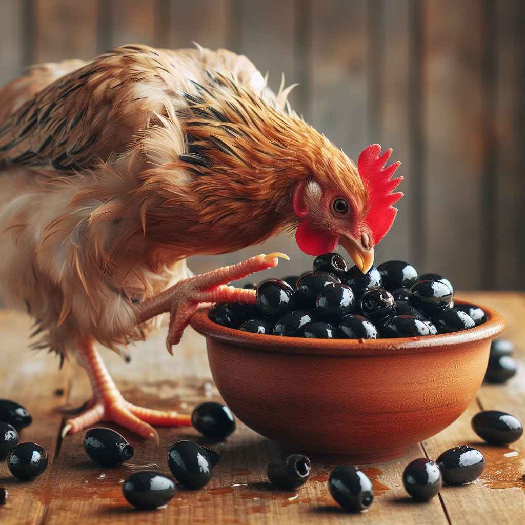 Can chickens eat black olives