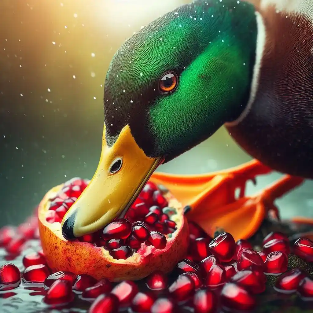 Ducks Eat Pomegranate Seeds